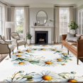 thumbnail image 2 of Spring White Daisy Wreath Large Area Rugs 8x10 ft Country Watercolor Floral Leaf Washable Rug Non Slip Indoor Carpet Absorbent Floor Mat for Living Room Bedroom Dining Room, 2 of 9