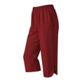 thumbnail image 7 of Women's Casual Summer Knee Length Pants Breathable Elastic Waist Loose Fit with Pockets by Yigetop Red 3XL, 7 of 7