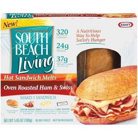 South Beach Living: Oven Roasted Ham & Swiss Hot Sandwich Melts, 5.65 oz