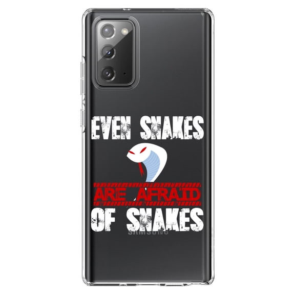 DistinctInk Clear Shockproof Hybrid Case for Samsung Galaxy Note 20 (6.7" Screen) - TPU Bumper Acrylic Back Tempered Glass Screen Protector - Even Snakes are Afraid of Snakes