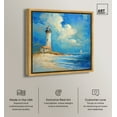 thumbnail image 2 of Lighthouse Sunrise Chic Coastal Canvas Wall Art by Art Remedy, Gold Floater Frame, 24"x24", 2 of 7