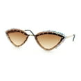 thumbnail image 4 of Womens Bling Rhinestone Rimless Cat Eye Metal Rim Luxury Sunglasses Gold - Brown, 4 of 8