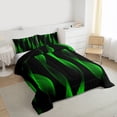 thumbnail image 3 of jejeloiu Geometric Stripes Pattern Full Size Comforter Sets,Green Wave Line Bedding Sets For Men Women Reversible 3 Pieces, 3 of 8