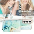 thumbnail image 5 of For Samsung Galaxy S23 Plus Marble Patterned Case with Card Holder, Back Folio Kickstand PU Leather + Soft Crystal Bumper Edge, Magnetic Clasp Back Cover For Samsung Galaxy S23 Plus,Green, 5 of 5
