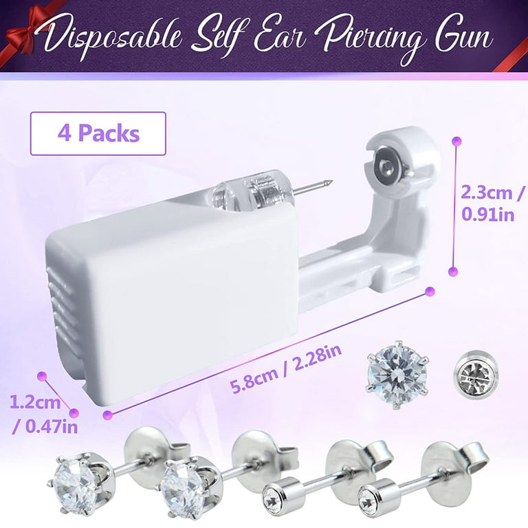 SXBBSMC sxbbsmc ear piercing kit - 4 pack ear piercing kits with 4mm black  diamond earrings, surgical steel material, beautiful gifts
