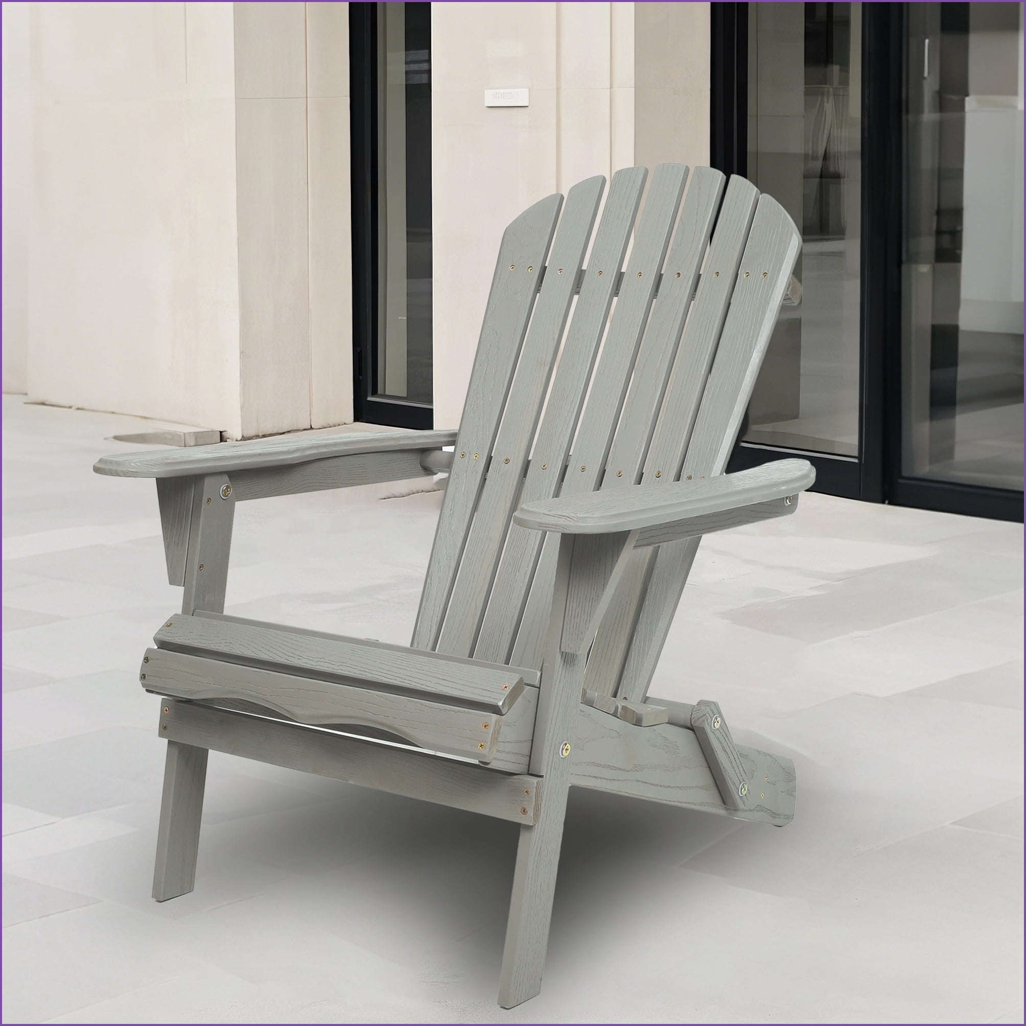 Outdoor Adirondack Chairs Set of 2, Foldable Solid Cedar Wood Slate Gray Lounge Chairs for Patio Backyard | Solid Wood | Slate Gray