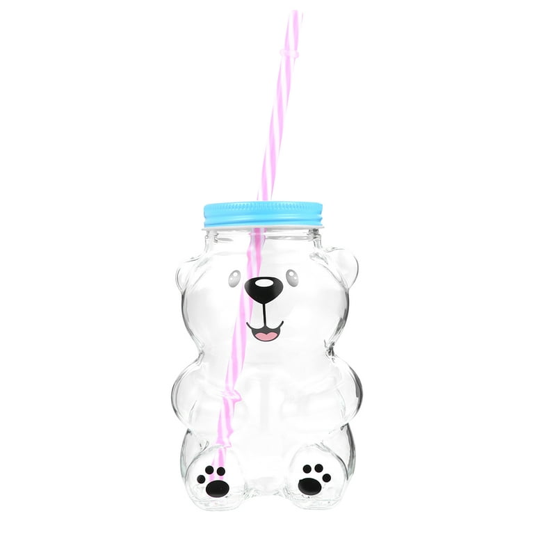 1pc Bear Shaped Straw Cup With Straw