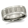 thumbnail image 1 of Mens Titanium Roman Numerals 8mm Satin Flat Wedding Band Ring, 1 of 5
