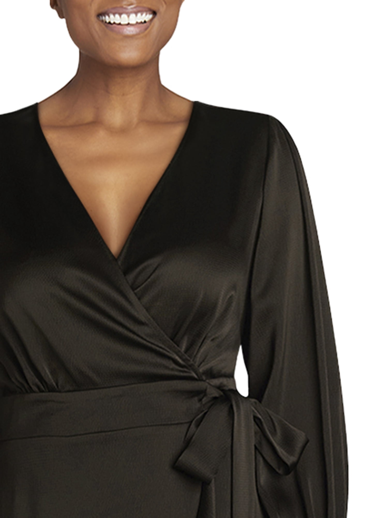 Sofia Jeans Women's and Women's Plus Faux Wrap Ruffle Dress, Mid Calf Length, Sizes XS-5X