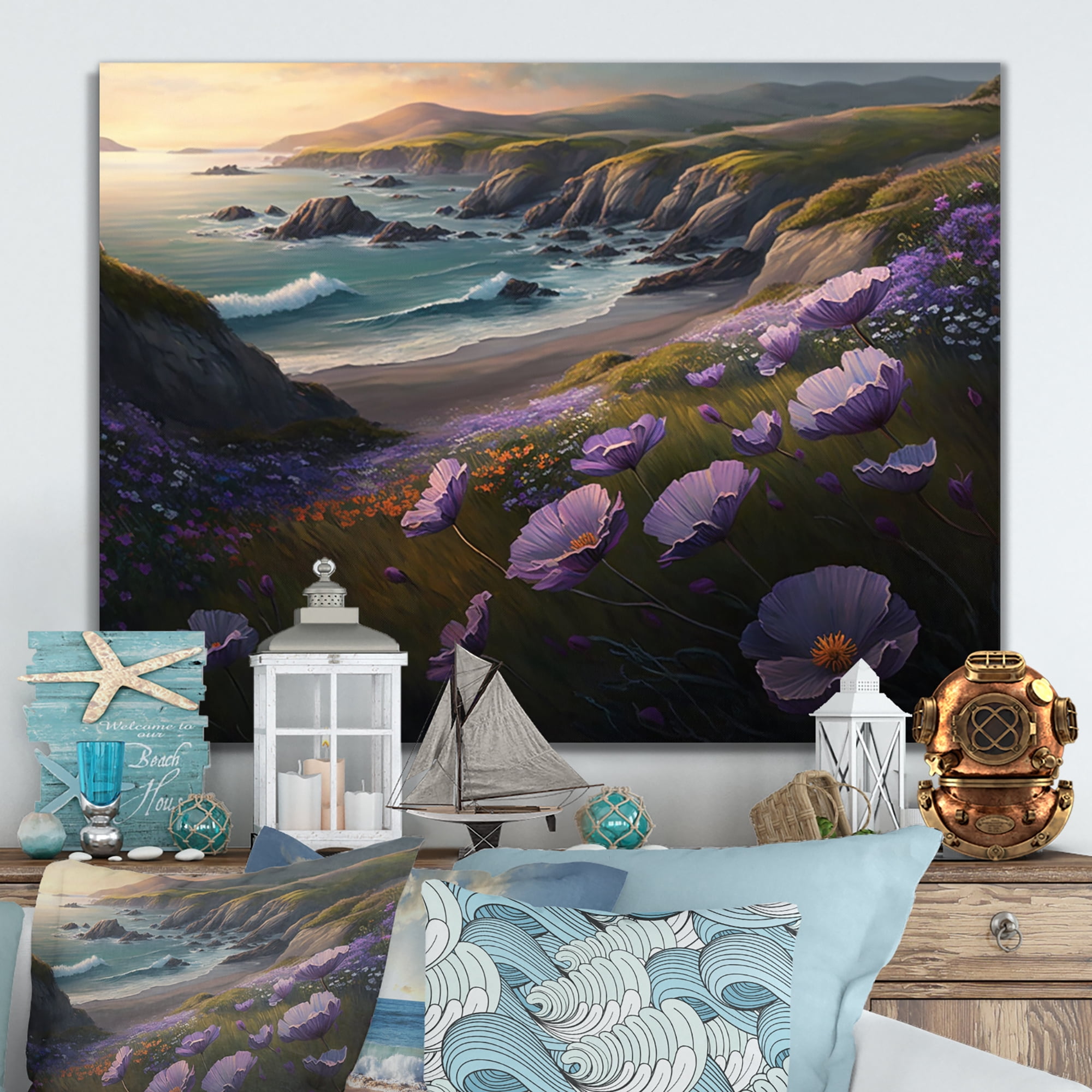 Designart Flowers By The Coast V Canvas Wall Art