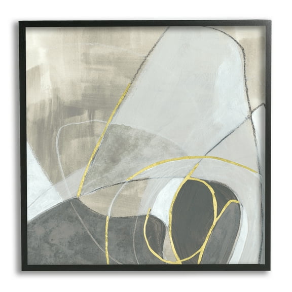 Stupell Industries Busy Rocky Landscape Abstraction Organic Circular Shapes Abstract Painting Black Framed Art Print Wall Art, 12 x 12