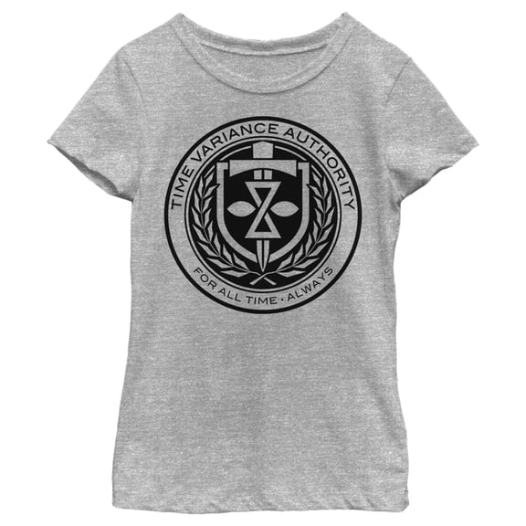 Girl's Marvel Loki Time Variance Authority Logo Graphic Tee Athletic Heather Large