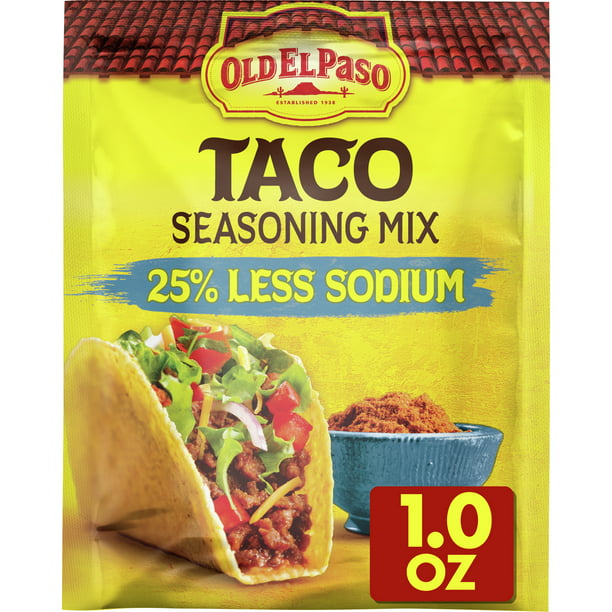 Old El Paso Taco Seasoning Mix, 25% Less Sodium, 1 oz ...
