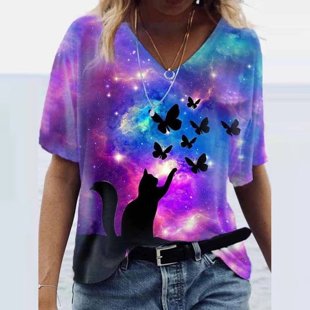Pntutb Moda Mujer Verano Impreso Manga Corta Cuello Redondo Camiseta Casual Camisetas Pntutb Pntutb-1887