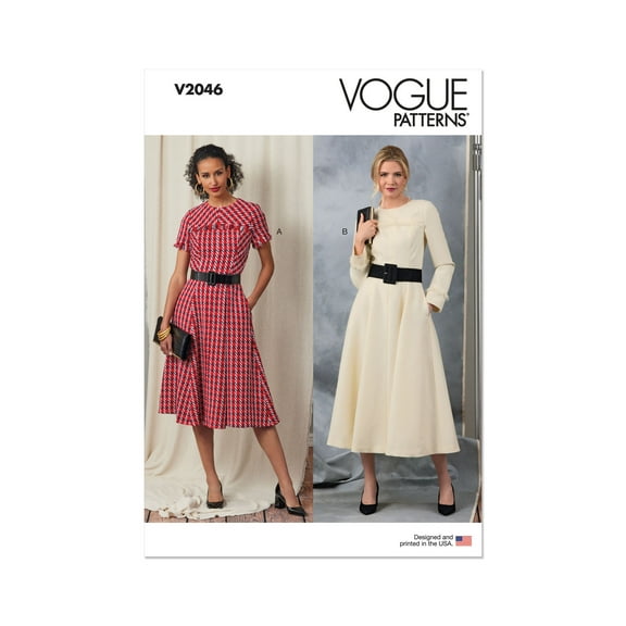 Vogue Sewing Pattern 2046 - Misses' Dress with Sleeve and Length Variations, Size: D5 (4-6-8-10-12)