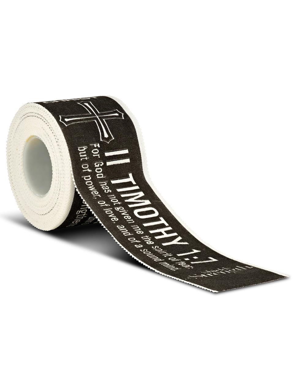 White Athletic Tape-II Timothy 1:7/Phil 4:13 in Black