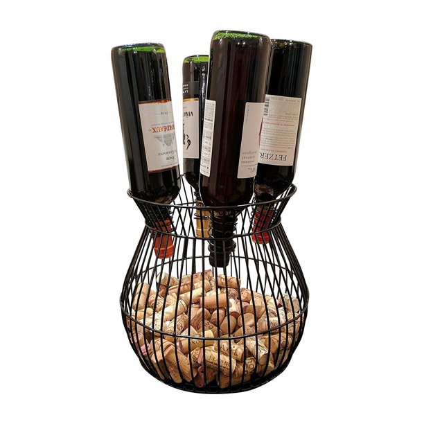 Gianna's Home Metal Wine Barrel Cage Cork and Bottle Holder Walmart