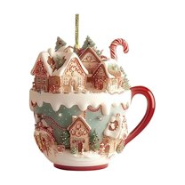 ZCSKFIN Hot Cocoa Mug 2D Acrylic Christmas Ornaments, Coffee Cup-Themed Tree Decorations, Charming and Funny Accents for Holiday Tree Displays and Festive Home Cheer