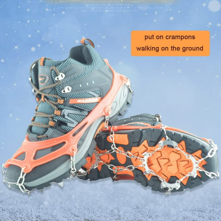 18 Teeth Outdoor Snow Anti-Slip Crampons Spikes, Stainless Steel Snow Chain  Grippers Traction Splint for Shoes and Boots, Running, Hiking, Rock