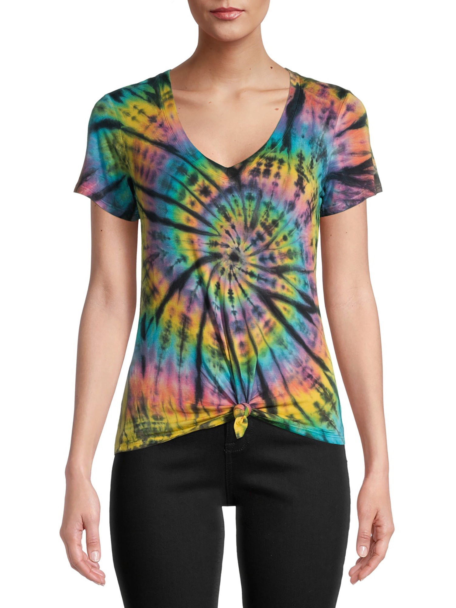 Ladies' S/M Tie Dye V-Neck Cover-Up Hand Tied and Ice Dyed One of a Kind Piece of Tie Dye Art