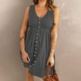 thumbnail image 6 of BLVB Sundresses for Women Sleeveless V Neck Button down Tank Dress Casual Loose Summer Beach Dress, 6 of 7
