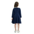 thumbnail image 3 of Kiijoy Big Girls Solid Long Sleeve Midi Dress Preppy Style Knee-Length Polo Dress, 3 of 8