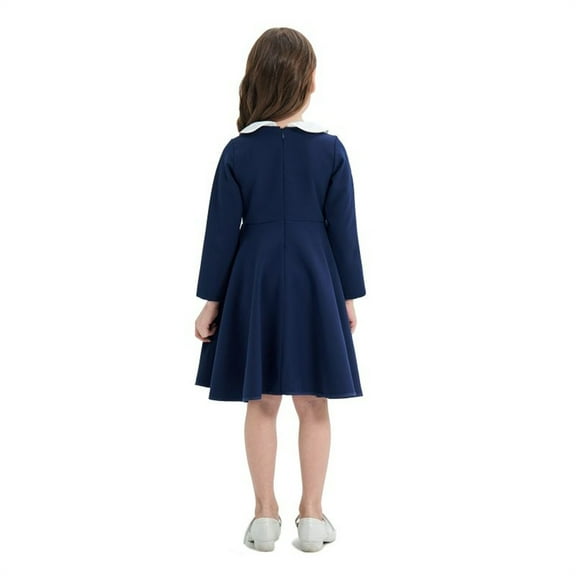 Gubotare Winter Toddler Girl Clothes Summer Print Ruffle Long Sleeve Dress (Navy,2-3 Years)