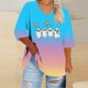 thumbnail image 1 of Heisall Womens T-shirts Halloween Print V-Neck 3/4 Sleeve Loose Plus Size Casual Fashion Daily Wear Tops, 1 of 4