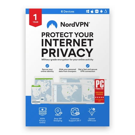 NordVPN Internet Privacy Software - 12 month subscription (6 Devices) (Digital Download)
