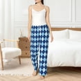 thumbnail image 5 of Uemuo Blue Squares Pattern Women's Wide Leg Palazzo Lounge Pants with Pockets Light Weight Loose Comfy Casual Pajama Pants-XX-Large, 5 of 9