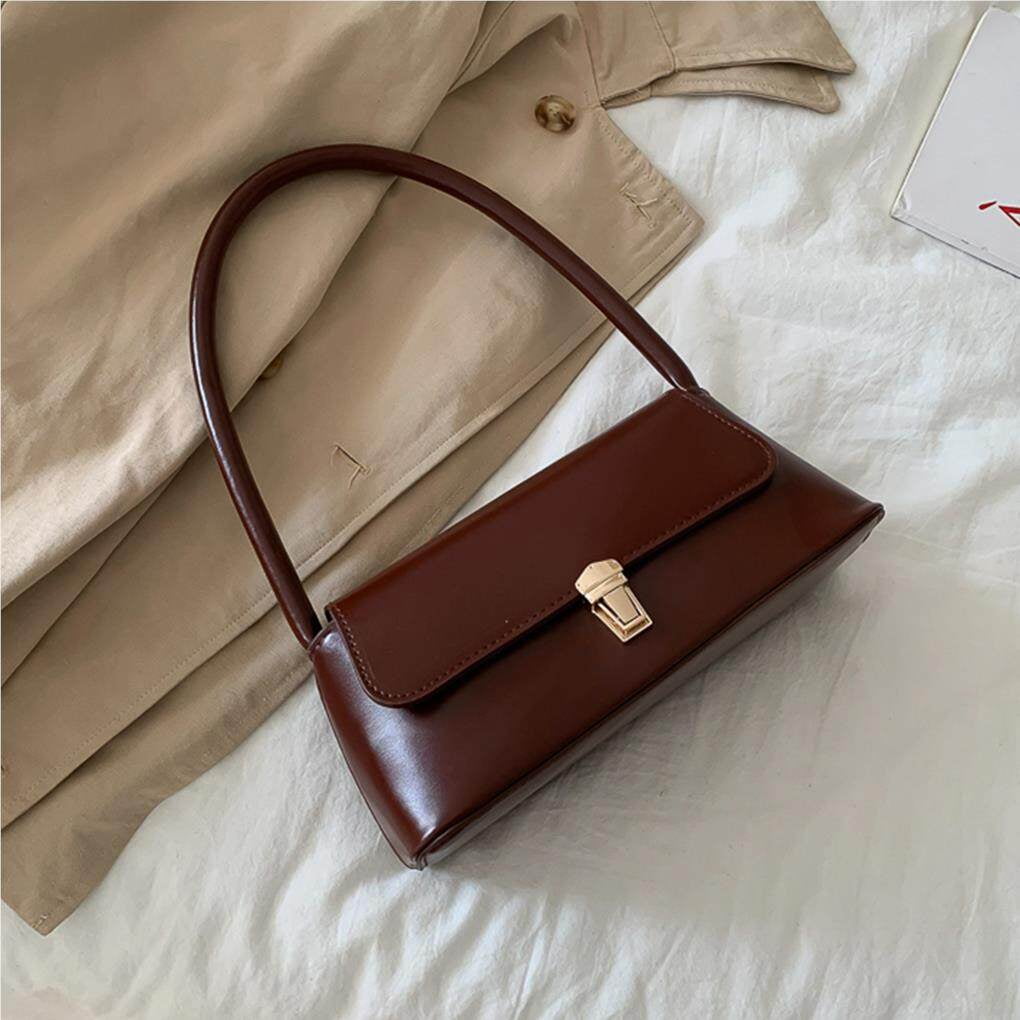 PU Leather Bag Women's Retro Underarm Bag Luxury Tote Zipper Bag