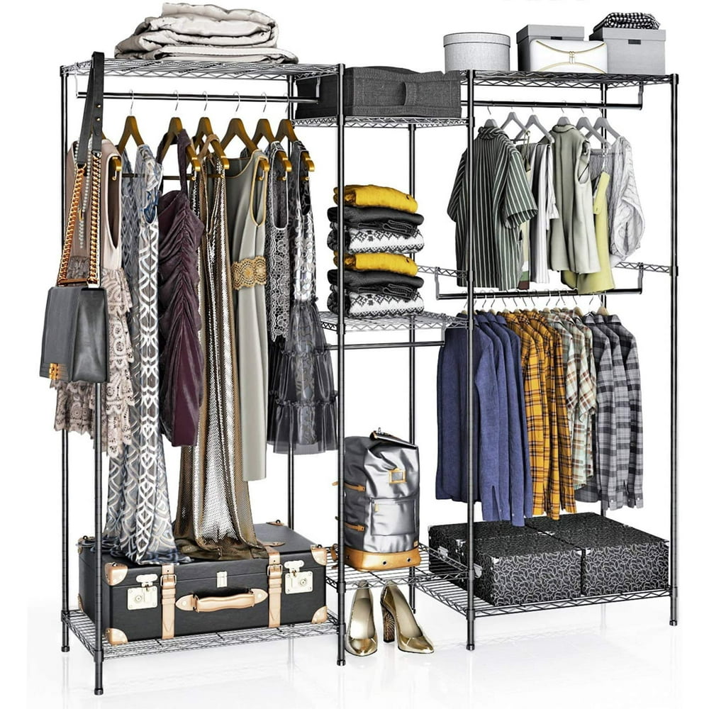 VIPEK 5 Tiers Wire Garment Rack Heavy Duty Clothes Rack Portable Clothes Wardrobe Compact Extra