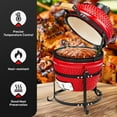 thumbnail image 5 of ROVSUN 13IN Red Spherical Ceramic Charcoal Grill with Inner Liner, Portable BBQ Smoker for Outdoor Cooking, Camping, and Backyard Grilling, 5 of 6