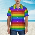 thumbnail image 4 of Daiia Colorful Glitter Rainbow Hawaiian Shirt for Men Gentle Cotton Regular Short Sleeve Casual-Large, 4 of 9
