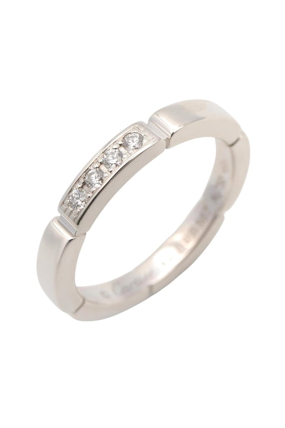 Pre-Owned Cartier Maillon Panthre Ring, Diamond 18K White Gold (WG), Women's, Clear/Silver...