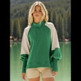thumbnail image 4 of Suéter Informal de Larga con Cuello Alto y Mangas Farol en Contraste para Mujer. Albaricoque Verde L, 4 of 9