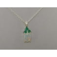 thumbnail image 3 of LBG Ladies Solid 925 Sterling Silver Natural Opal and Emerald Contemporary Pendant Necklace, 3 of 3