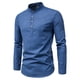 thumbnail image 1 of Camisas Casuales Sólidas Para Hombres Cuello De Pie Manga Larga Slim Fit Camisa De Lino Talla Grande M-5XLpangjing, 1 of 4