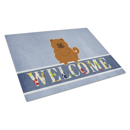 

Caroline s Treasures Chow Chow Red Welcome Glass Cutting Board Large