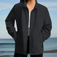 thumbnail image 7 of Stand Collar Women's Long Jacket Wind Resistant Button Front Hooded Coat for Outdoor, 7 of 7