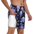 thumbnail image 3 of Picia flower Skull crystal pattern Mens Swim Trunks with Compression Liner Stretch Beach Shorts Quick Dry with Zipper Pockets No-Chafing Board Shorts-3X-Large, 3 of 9