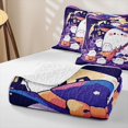 thumbnail image 4 of Erosebridal Kawaii Little Ghost Twin Quilt Set, Halloween Haunted House Twin Coverlet Set for Boys Girls, Purple White Orange, 2 Pieces 1 Bedspread and 1 Pillowcase, 4 of 7