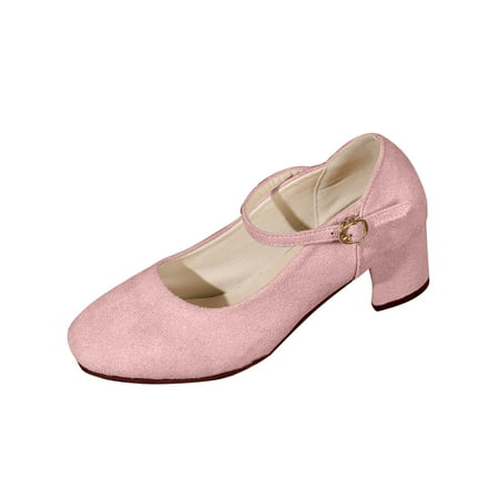 Women s Buckle Strap Block Heel Mary Jane Pumps Closed Toe Comfortable Dress Shoes Wedding Party Shoes Pink 38