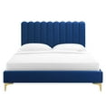 thumbnail image 5 of Modway Reagan Queen Performance Velvet Platform Bed in Navy, 5 of 10