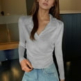 thumbnail image 2 of EDFBUYKRS Womens Tunic Tops 3/4 Roll Sleeve Floral Printed V Neck Blouses Long Sleeve Shirts for Women L, 2 of 4