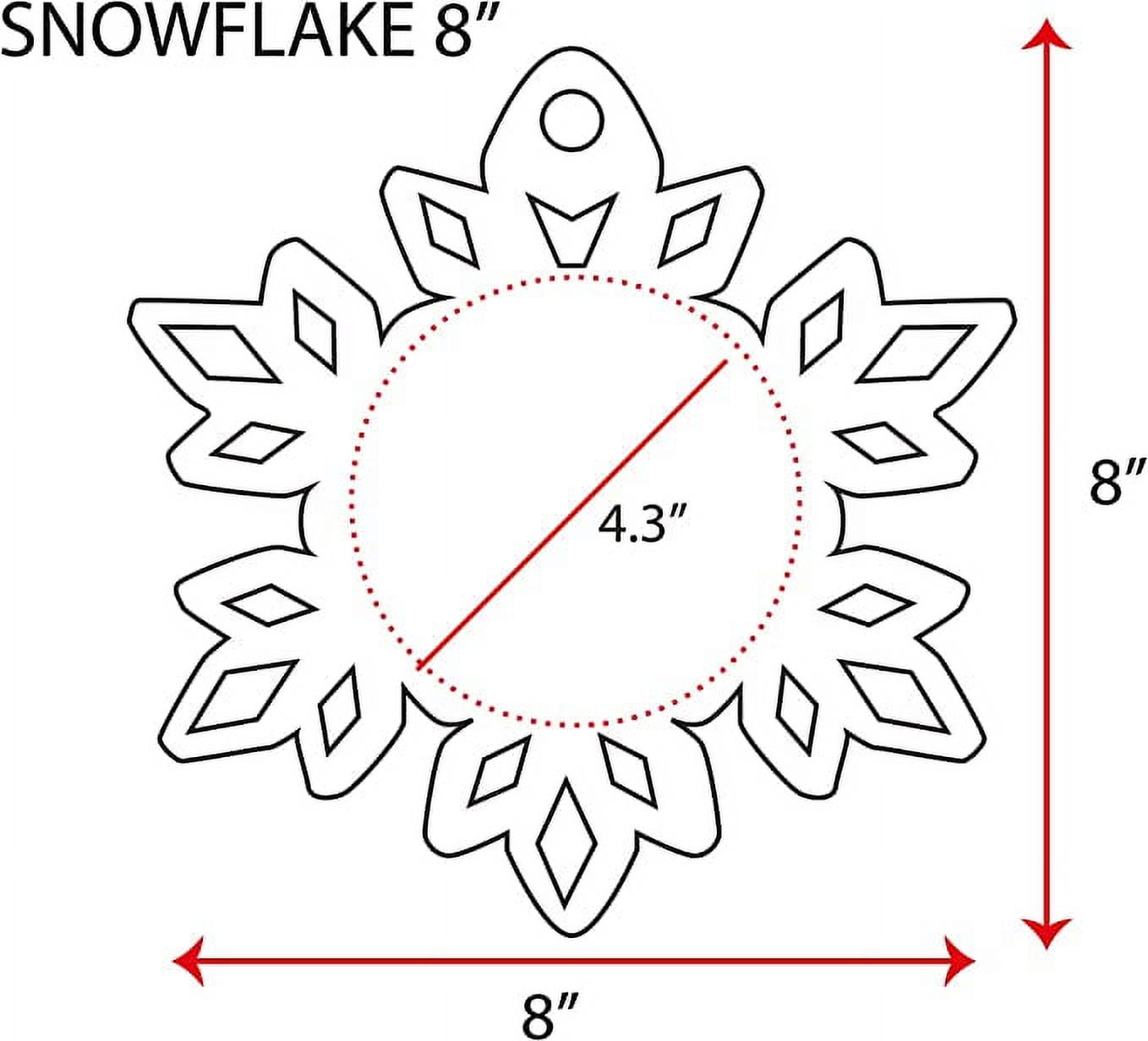 25 Units Acrylic Christmas Ornaments Blanks Snow Flake 1/8" Thick - Clear or Solid Color - (Size 8") Made in USA
