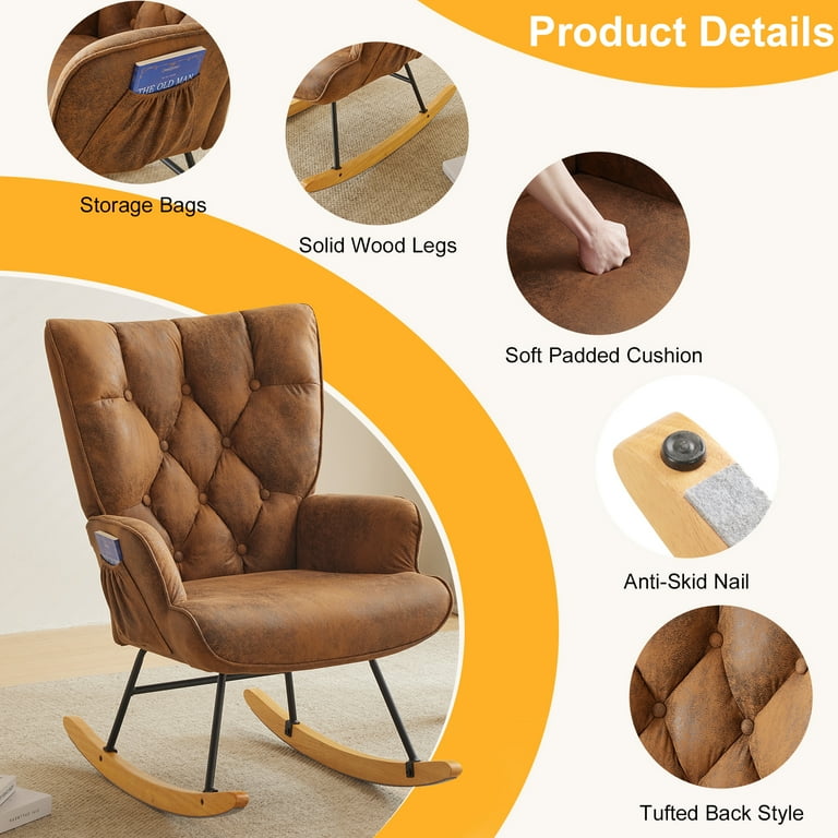 UBesGoo Modern Rocking Accent Chair, Comfy Tufted Armchair UBesGoo Modern Rocking Accent Chair, Comfy Tufted Armchair