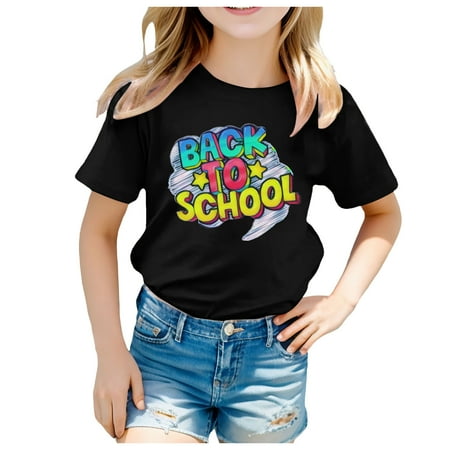 

Kids School Season Back To School Season Printed Casual Short Sleeve Top T Shirt Kids Sports Shirt Girl Long Sleeve Tunic Athletic Girls Clothes Kids Long Sleeve Shirts Toddler Shirts Girls Girl