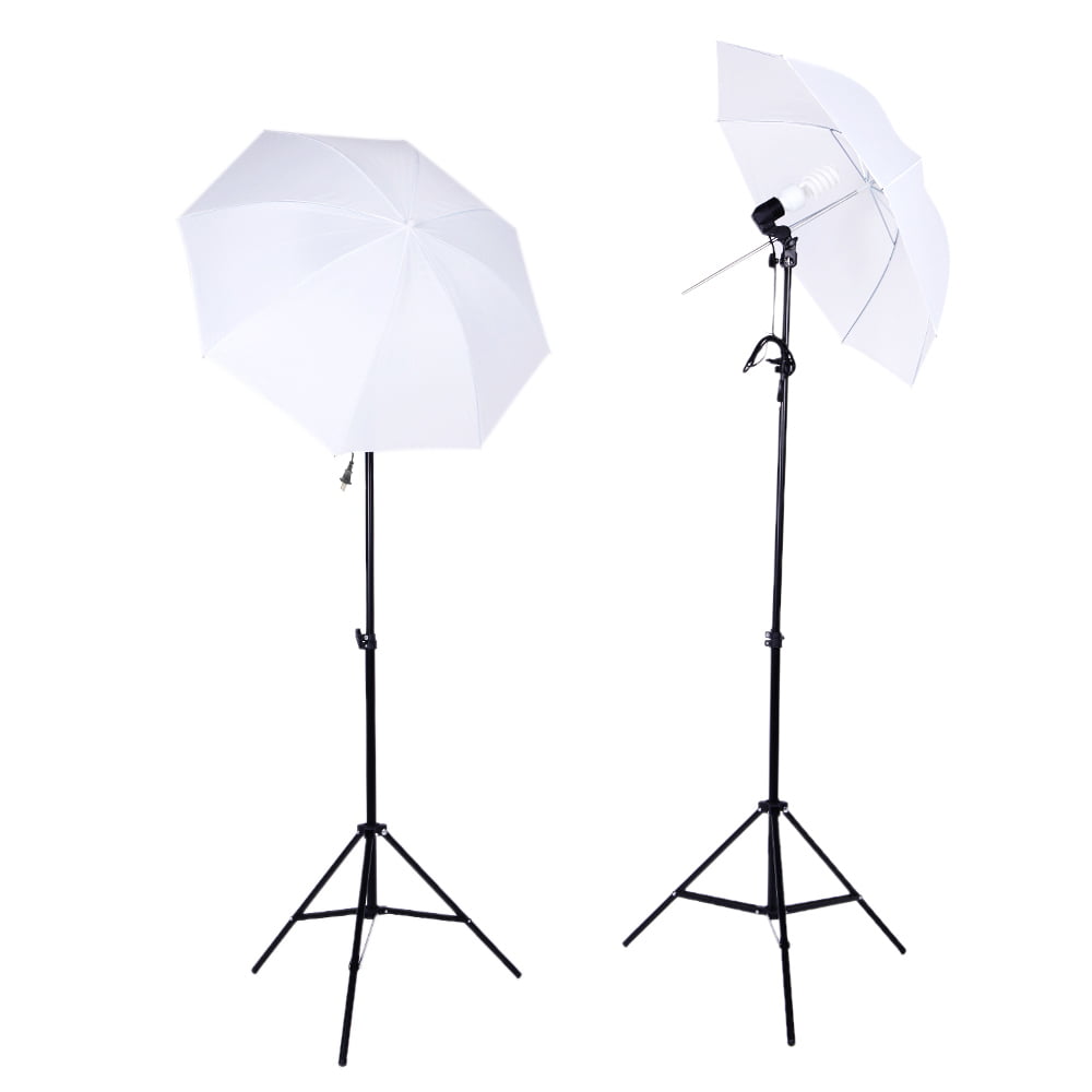 Andoer Photography Photo Lighting Kit Set with 45W 5500K Daylight Studio Bulbs Light Stands Black White Green Nonwoven Fabric Backdrop Soft Reflector Umbrellas Backdrop Stands UK Plug 220V