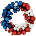 thumbnail image 3 of Northlight 3-Finish Patriotic Ornament Wreath - 22" - Red, White and Blue, 3 of 7